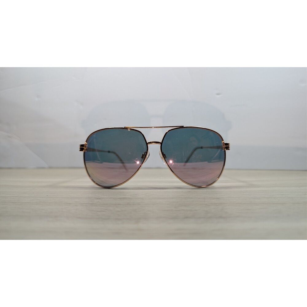 Foster Grant Aviator Sunglasses Rose Gold Frame Blue Pink Gradient Lens